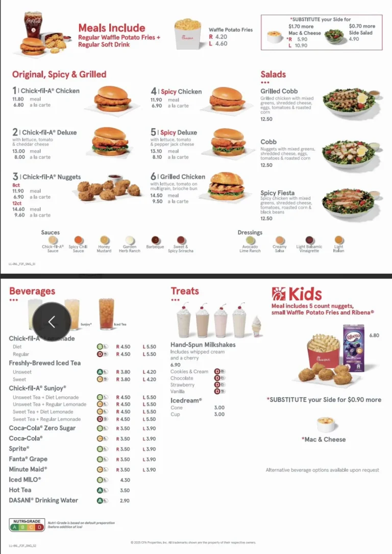 Chick-fil-A Menu Singapore
