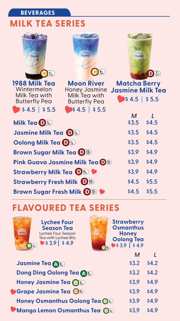 I Love Taimei Milk Tea menu prices