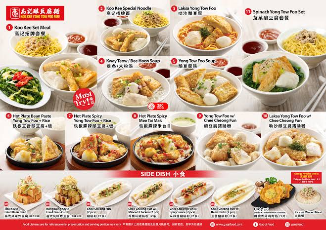 Koo Kee Yong Tow Foo Mee Menu