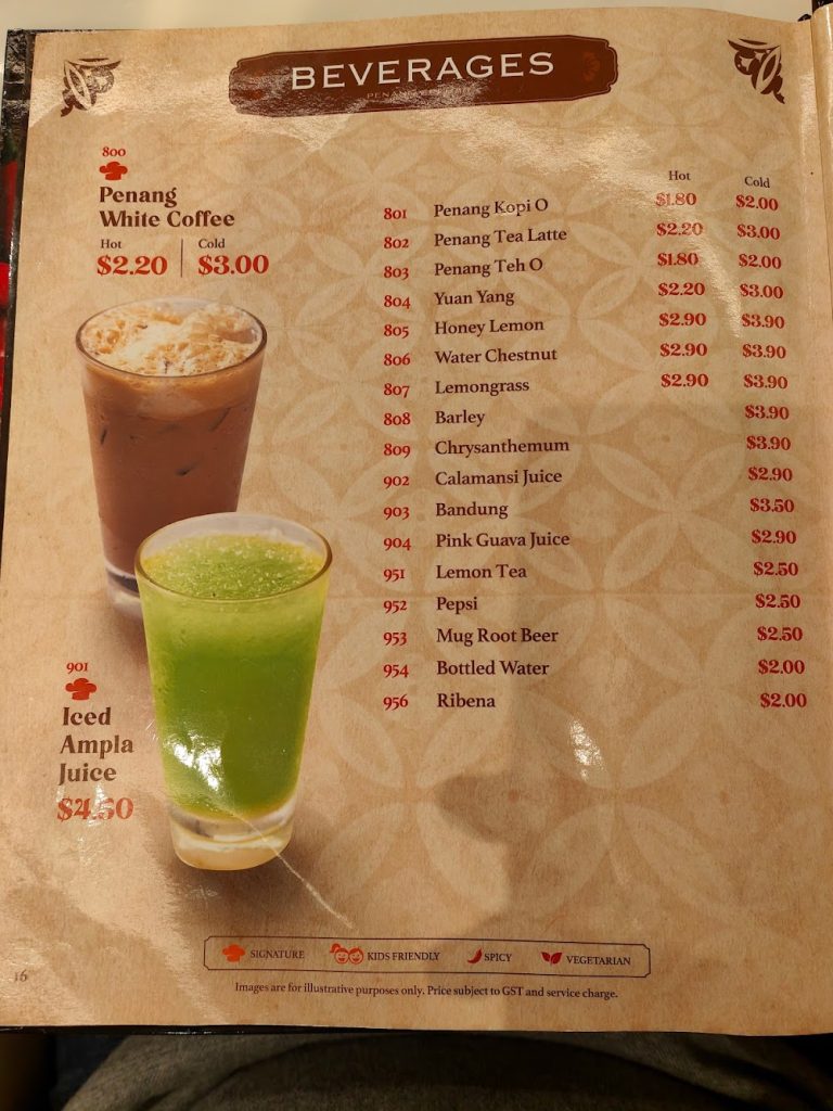 Penang Culture Menu Singapore