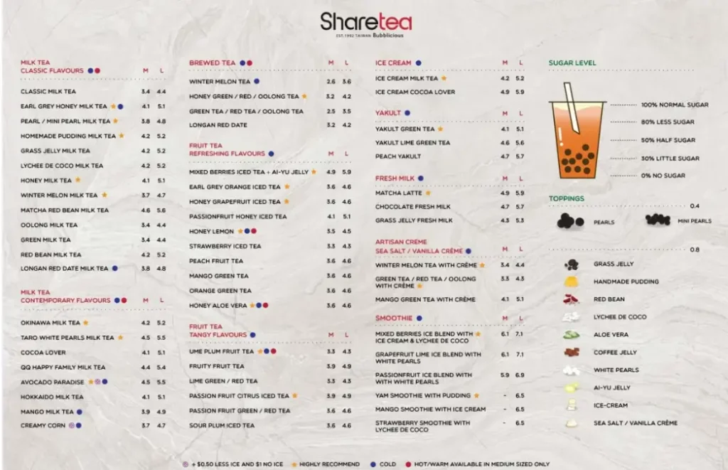 Sharetea Menu