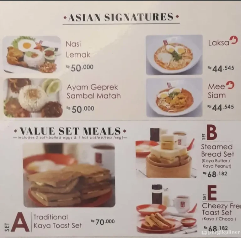 Ya Kun Kaya Toast Menu
