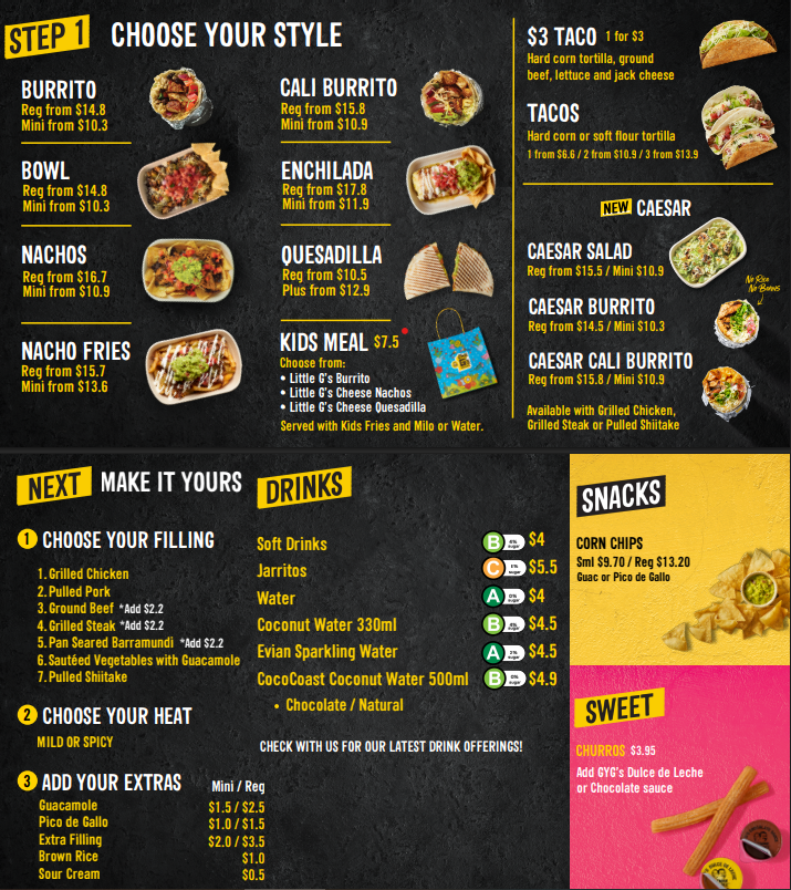 guzman y gomez menu