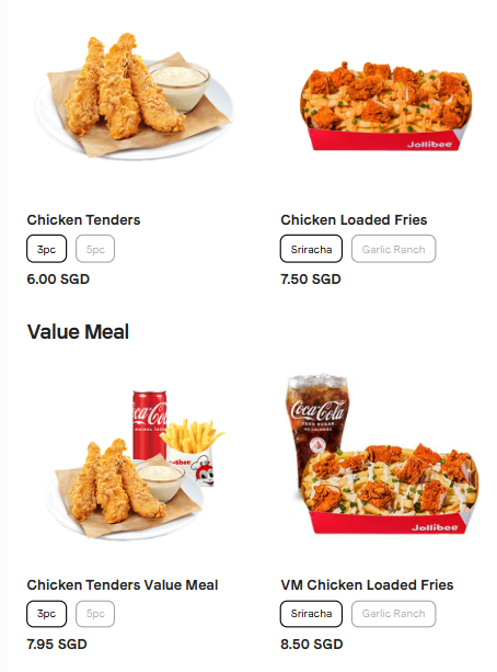 jollibee chicken tenders prices