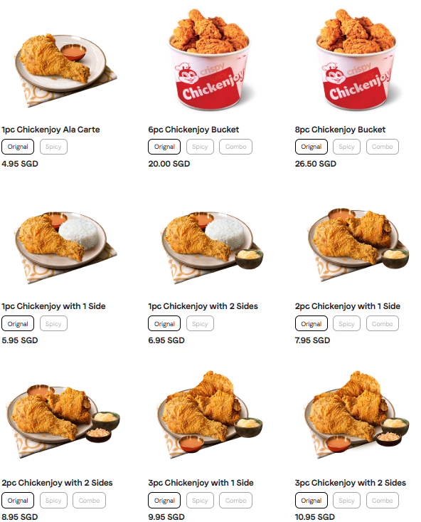 jollibee chickenjoy menu prices