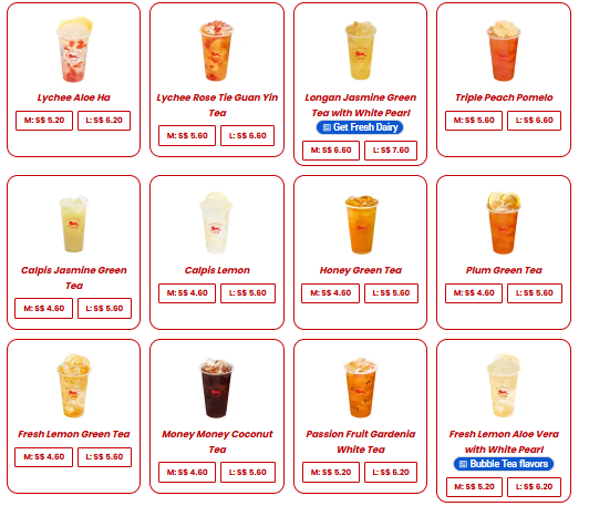 liho fruit tea menu prices